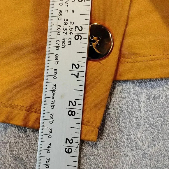 Women's Mustard Asymmetrical Sleeveless Tunic Length Tank Top CK MEASUREMENTS - Picture 5 of 6